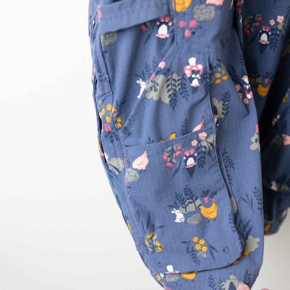 Duluth Trading Gardening Overalls Womens S Blue Gnomes Bunnies Shortalls Cottage - Picture 5 of 11